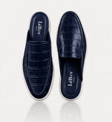 Crocodile Navy Mules